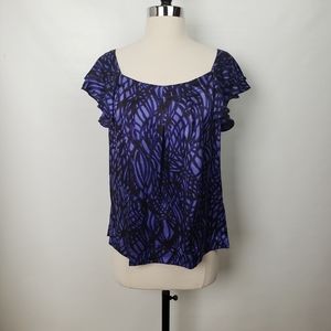 Banana Republic Silk Purple and Black Top Small